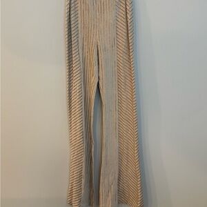 Striped Cream Wide-Leg Pants